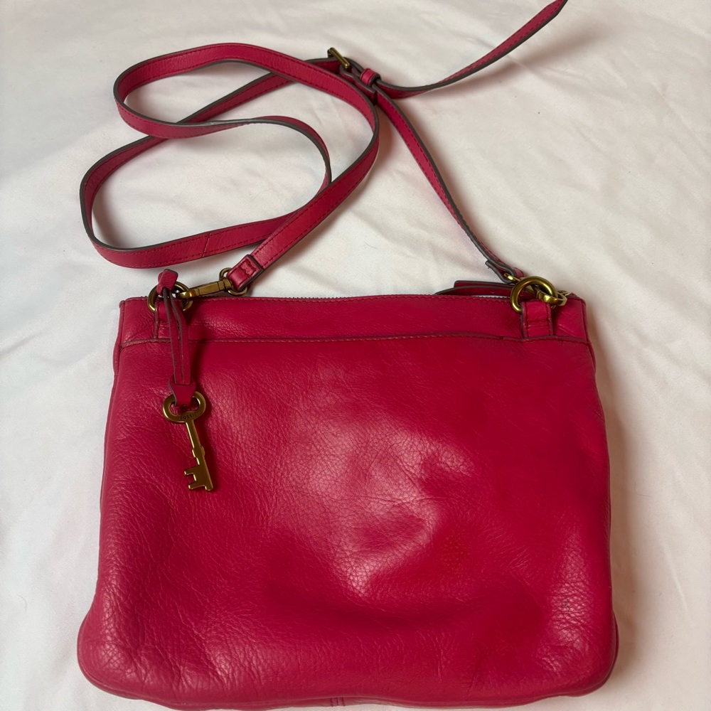 Fossil Crossbody Bag Hot Pink Fuchsia Leather SHB1382